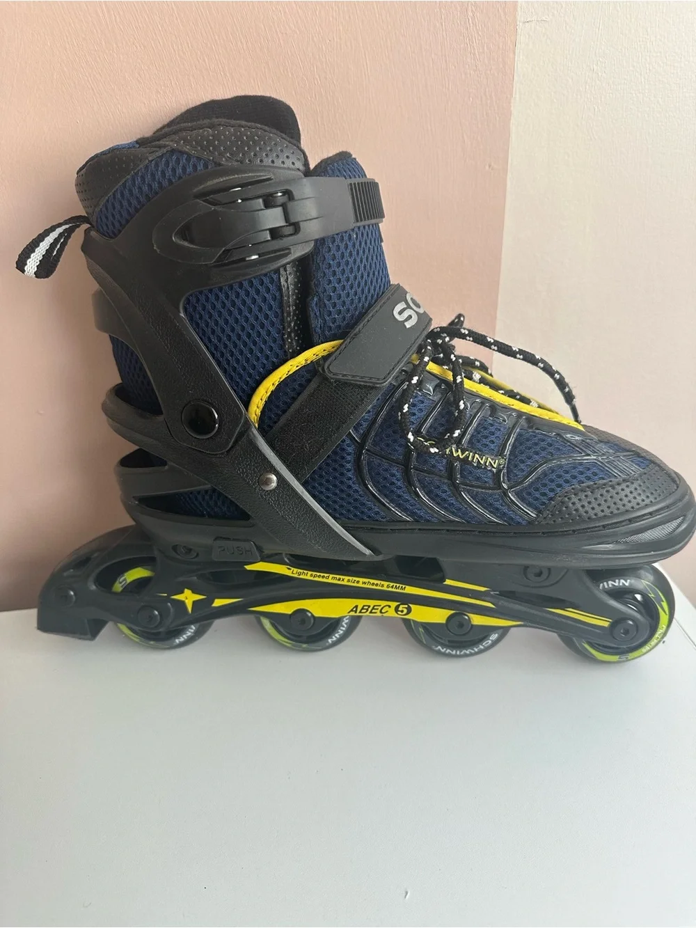 Schwinn Kids Rollerblades Youth size 5-8 Blue and Yellow Adjustable Inline Skate